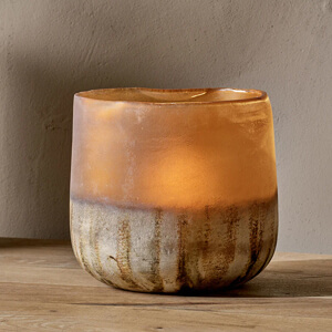 Nkuku Ngolo Tealight Holder Antiqued Amber Large